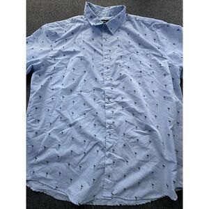 Molokai Surf Co Shirt Mens‎ 3XL Blue Flamingos Button Down Short Sleeve Hawaiian